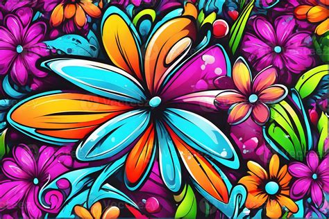 Flower Graffiti Wallpaper, Graffiti Background, Floral Graffiti Pattern ...