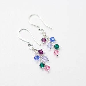 Family Birthstone Earrings , Mother's Day Birthstone Gift , Birthstone Earrings , Sterling ...