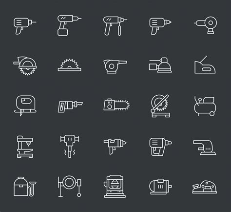 25 Line Power Tool Icons