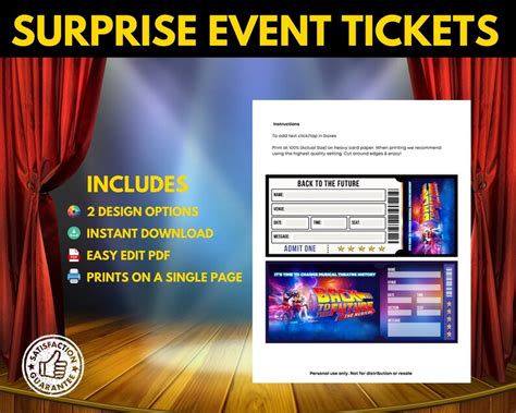 PRINTABLE Back to the Future Broadway Surprise Ticket Back to - Etsy