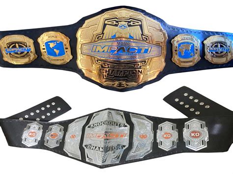 IMPACT WORLD CHAMPION AND KNOCKOUT WRESTLING CHAMPIONSHIP 2 BELT DEAL ADULT SIZE