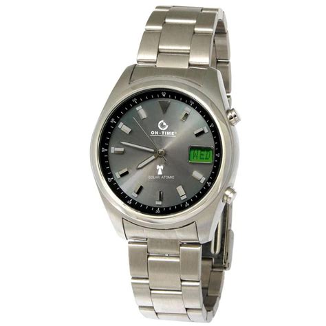 On Time® Solar World Atomic Watch with Stainless Steel Band - 172239, Watches at Sportsman's Guide