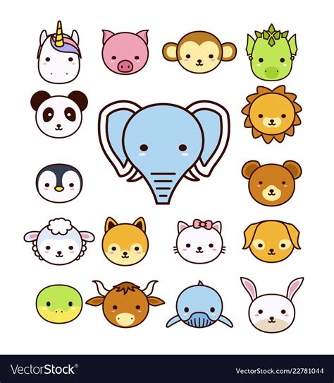 Set of cute cartoon animals Royalty Free Vector Image