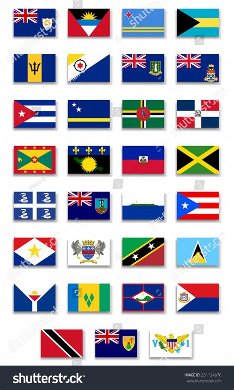 Caribbean Countries Flags Set. Vector - 251124676 : Shutterstock