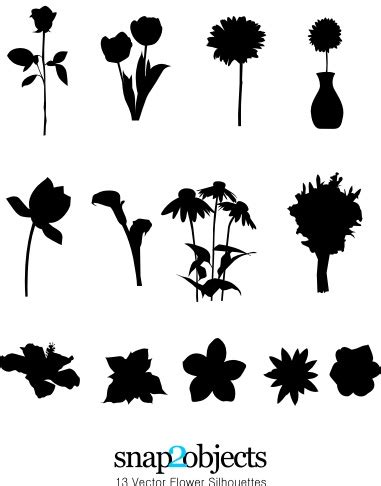 13 Vector Flower Silhouettes