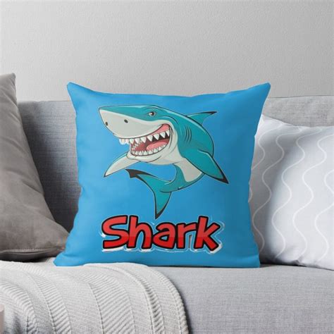 Funny shark. Throw Pillow by Alexandr Dol | Throw pillows, Sharks funny ...