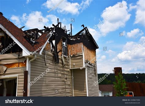 House Fire Aftermath Blue Sky Stock Photo 2190677201 | Shutterstock