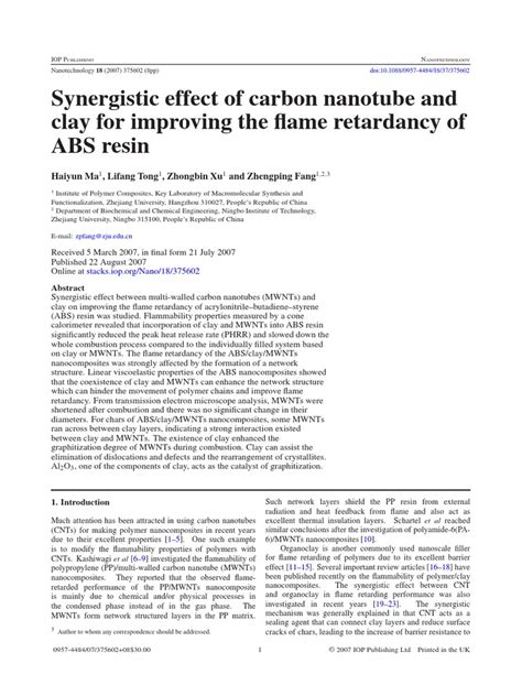 Synergistic Effect | PDF | Nanocomposite | Carbon Nanotube