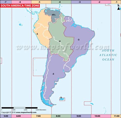 South America Time Zone Map, Current Local Time in South America