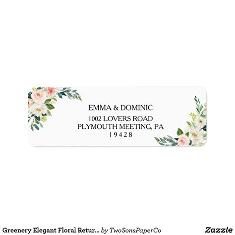 Greenery Elegant Floral Return Address Label | Zazzle | Return address labels, Address labels ...