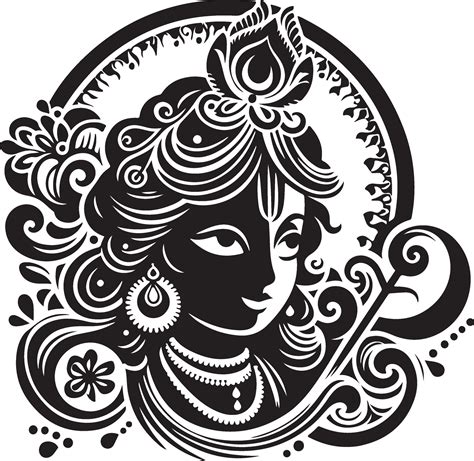 Krishna Black and white design 47003403 Vector Art at Vecteezy