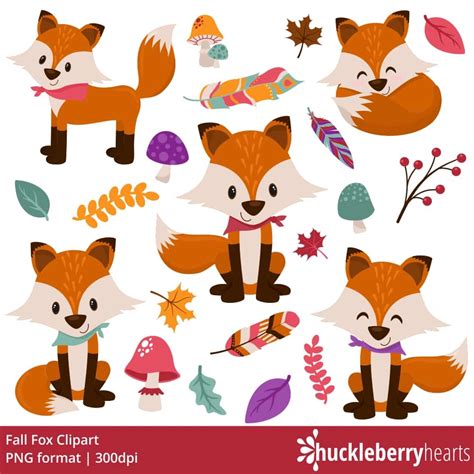 Fall Fox Clipart - Huckleberry Hearts