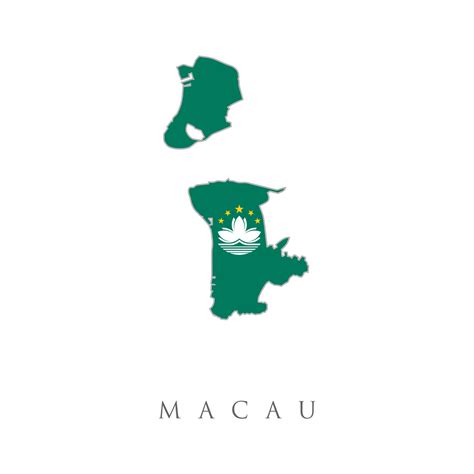 mapa y bandera nacional de macao. contorno del mapa y bandera de macao, verde con agua de loto ...