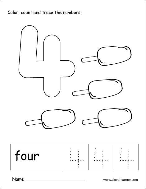 Tracing Number 4 Worksheets For Kindergarten - Goimages Vision