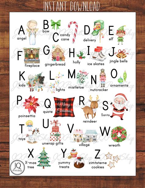 Printable Christmas Art Christmas Abc's A-Z Christmas - Etsy | Christmas words, Christmas prints ...