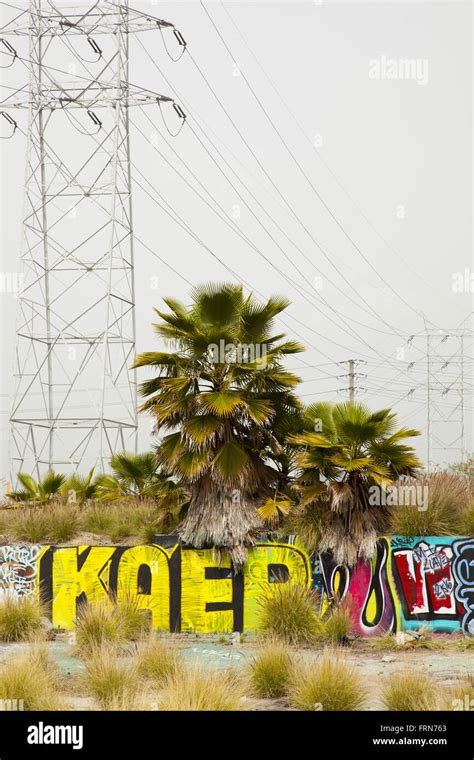 Graffiti along the Los Angeles River, Glendale, California, USA Stock ...