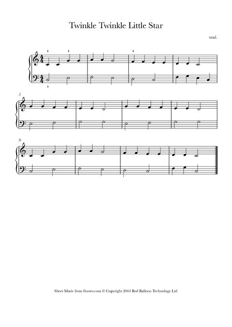 Easy Beginner Twinkle Twinkle Little Star Piano Notes - Ivory Pirate