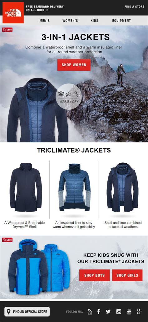 The North Face 3-In-1 Jackets Email Campaign | 3 in 1 jacket, Shopping ...