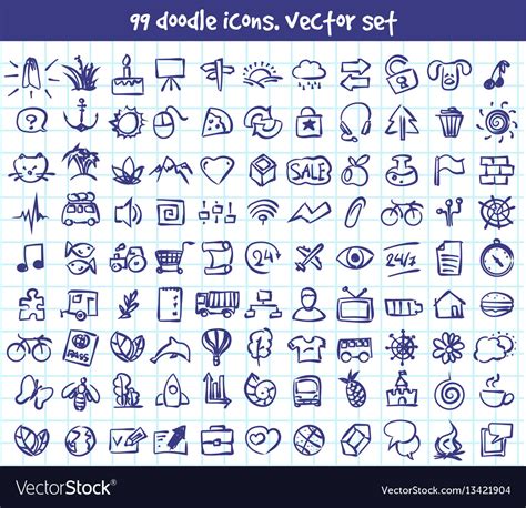 Doodle icons set Royalty Free Vector Image - VectorStock