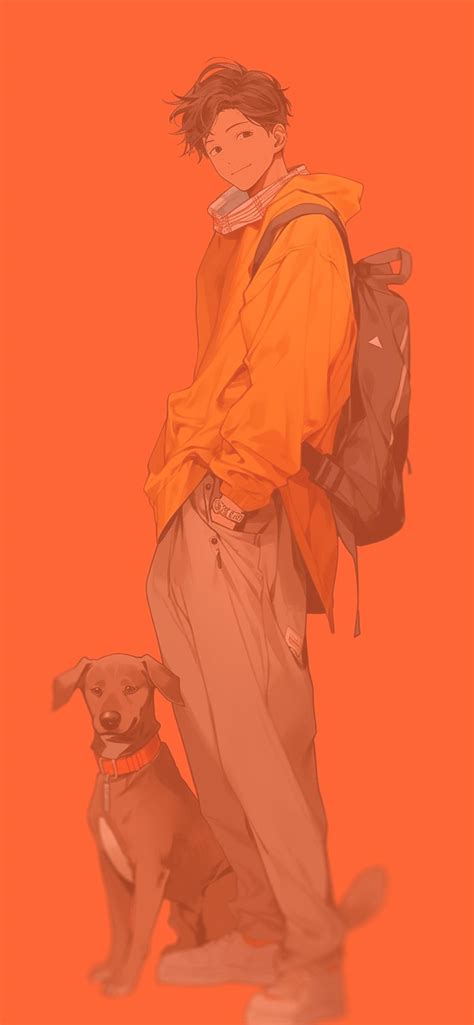 Free download Anime Boy with Dog Orange Wallpaper Cute Anime Boy Wallpaper [1183x2560] for your ...