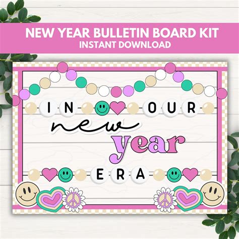 New Year Bulletin Board Printable, January Bulletin Board, New School ...