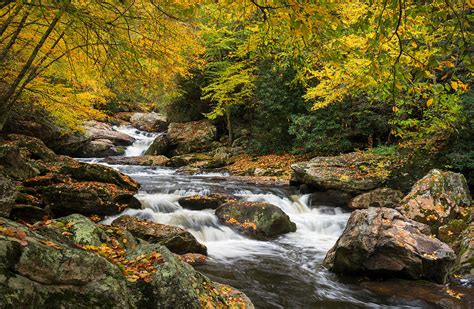 North Carolina Highlands Nc Autumn River Gorge Photograph by Dave Allen