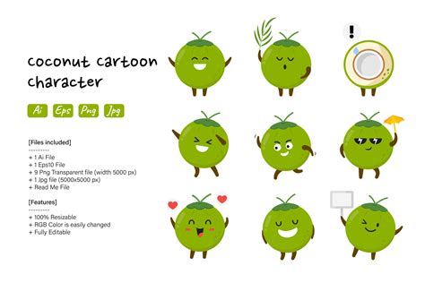 Coconut Cartoon Character Graphic by INNNI · Creative Fabrica