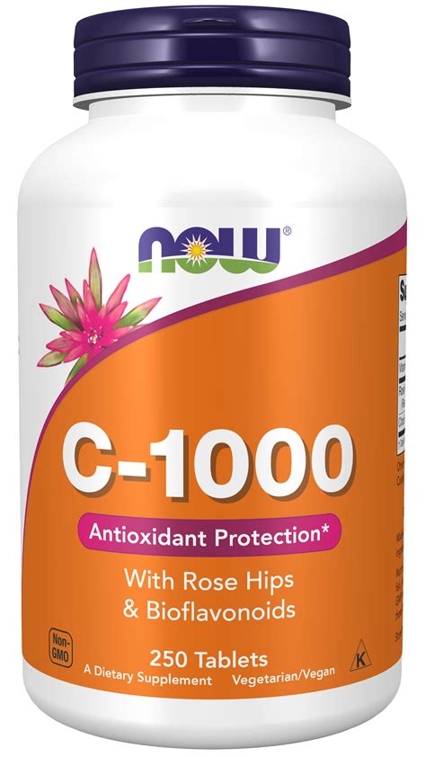 NOW Supplements, Vitamin C-1,000 with Rose Hips & Bioflavonoids, Antioxidant Protection*, 250 ...