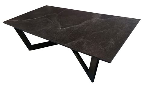 Black Granite Coffee Table with Black Steel Base | Granite coffee table ...