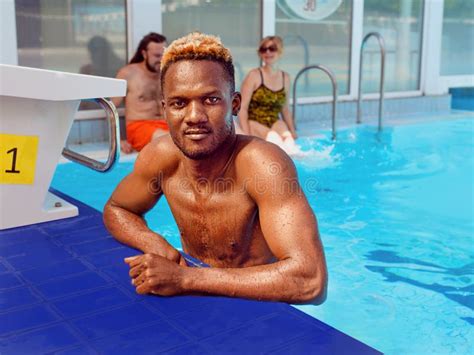 African American Man in Swimming Pool. Stock Photo - Image of adult, beach: 240918814