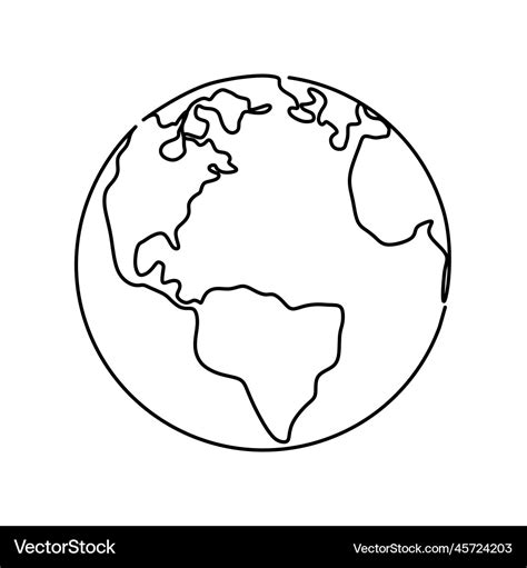 Earth continuous one line drawing on white Vector Image