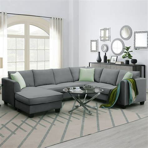 Gray Sectional Sofa With Ottoman | Baci Living Room