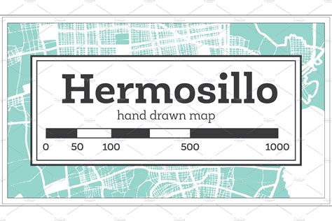 Hermosillo Mexico City Map in Retro | Mexico city map, Hermosillo, City map