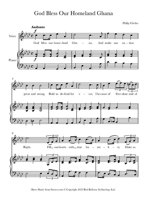 God Bless Our Homeland Ghana (National Anthem) Sheet music for Voice ...