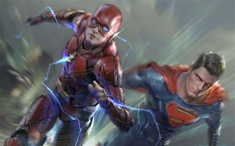 Wallpaper Flash and superman, race, fan art | Dc comics characters ...