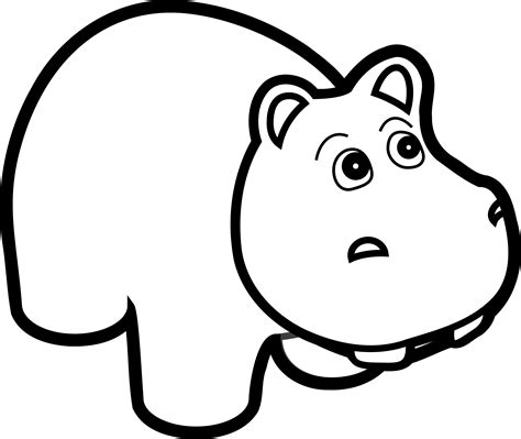 Clipart - Hippo Line Art