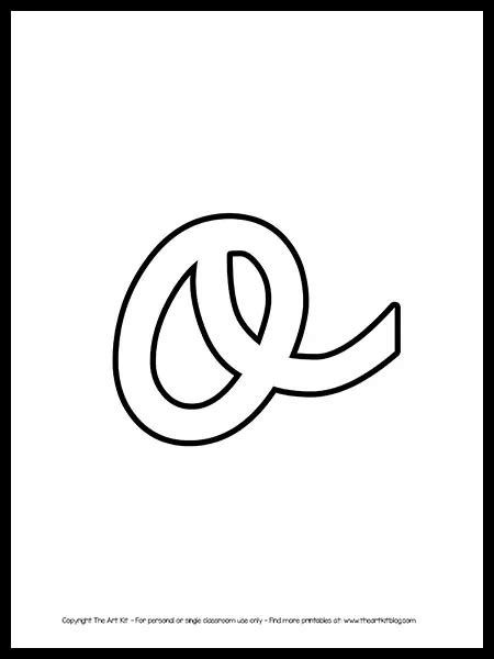 Lowercase Letter O Cursive Outline Printable FREE - The Art Kit