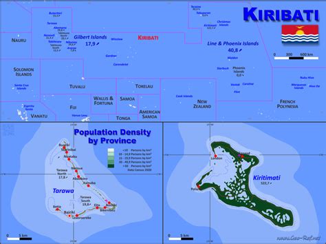 Map Kiribati - Popultion density by administrative division