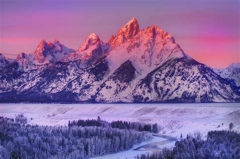 Fonds d'ecran Montagnes Hiver USA Parc Photographie de paysage grand teton wyoming Neige Nature ...