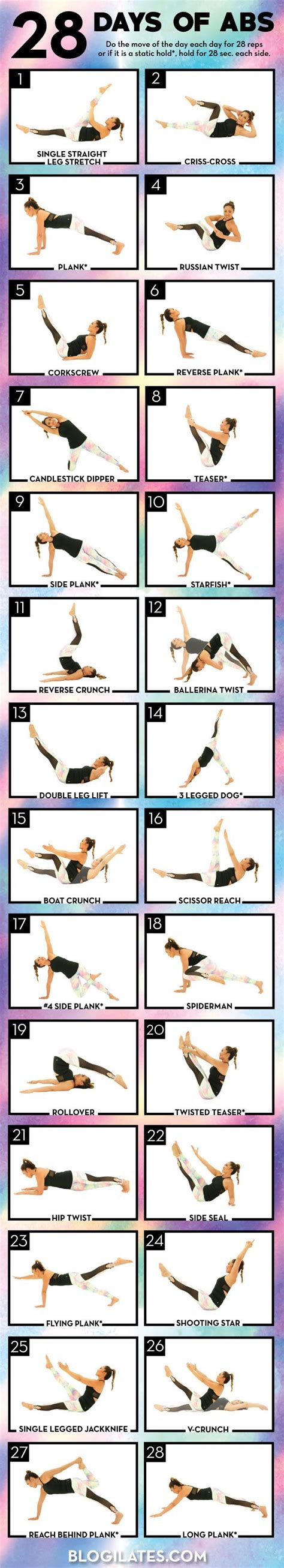 28 Day Ab Challenge! | Pop pilates, Pilates moves, Best ab workout