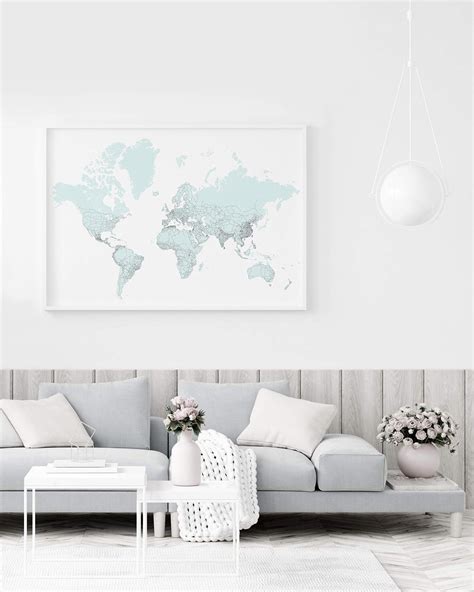 Mint World Map Print - Chelsea Chelsea