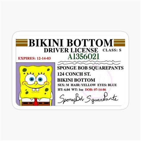 Spongebob Bikini Bottom Driver's License Sticker by Aaronvalentinus ...