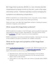 Understanding Birt-Hogg-Dubé Syndrome: Causes, Symptoms, and | Course Hero