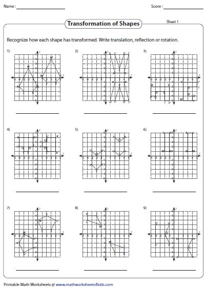 Grade 8 - Transformations Worksheets