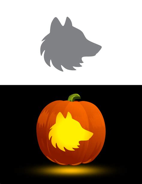 Printable Wolf Head Pumpkin Stencil