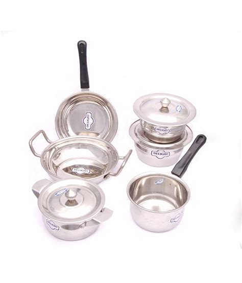 Delight Stainless Steel 9-Pc Induction Compatible Cookware Set: Buy Online at Best Price in ...