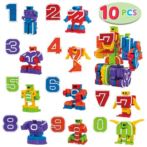 JOYIN 10 Pcs Number Bots Toys, Number Block, Number Bots, Action Figure ...