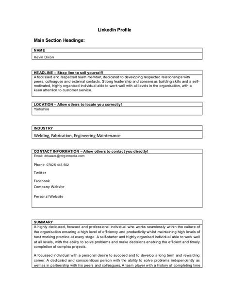 LinkedIn Profile template