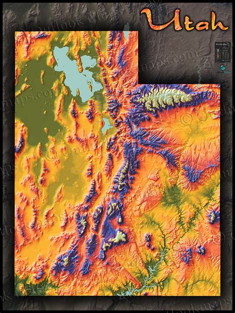 Physical Map of Utah Topography | Colorful Mountains and Terrain