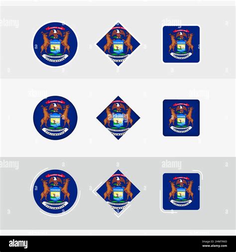 Michigan flag icons set, vector flag of Michigan. Three versions of ...